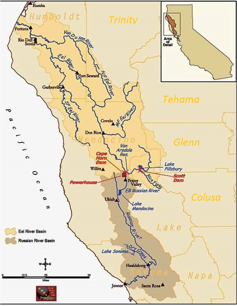 South Fork Eel River Fishing Map Watershed Maps - Inland Water & Power Commission Of Mendocino County